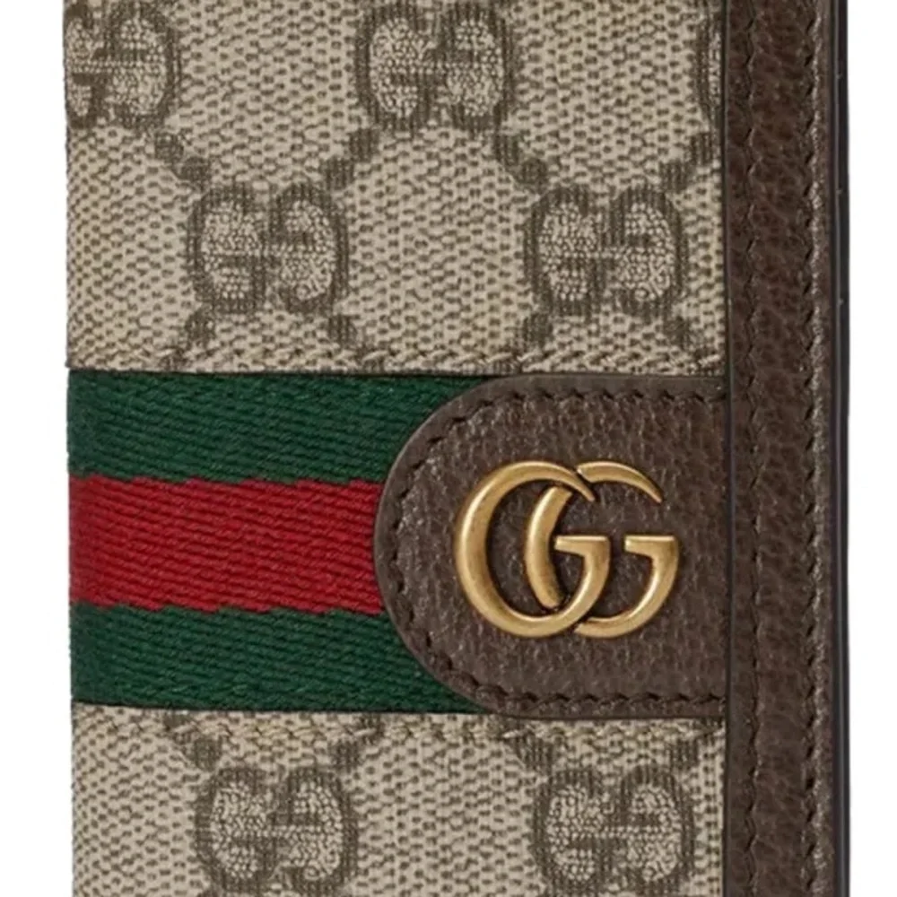 Gucci Beige and Brown Card Holder with Green-Red Stripe - Picture 5 of 14